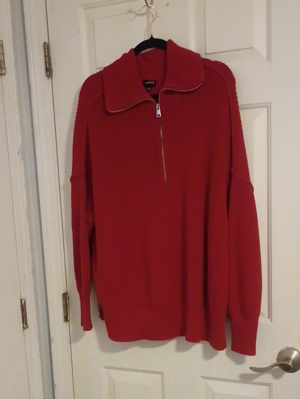 torrid Red Ribbed Half-Zip Sweater